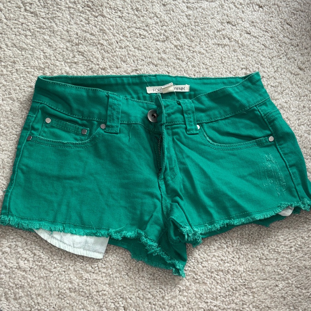 Forever 21 Vibrant Green Jean Shorts